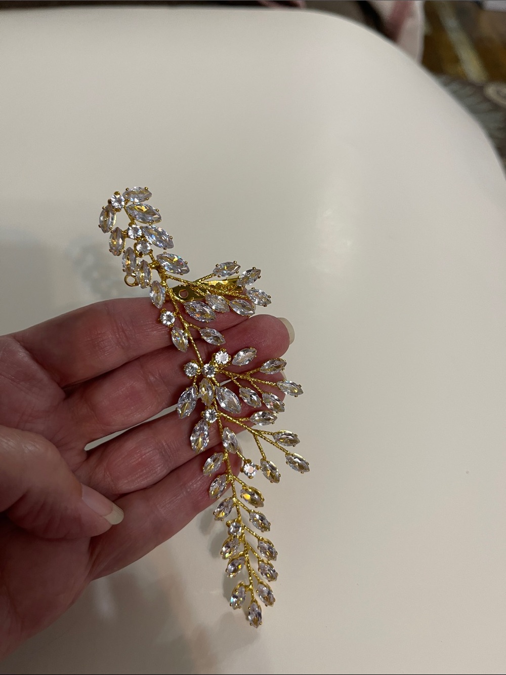 Gold Tone Clear Navette Rhinestone Brooch Pins Collar Hairpiece